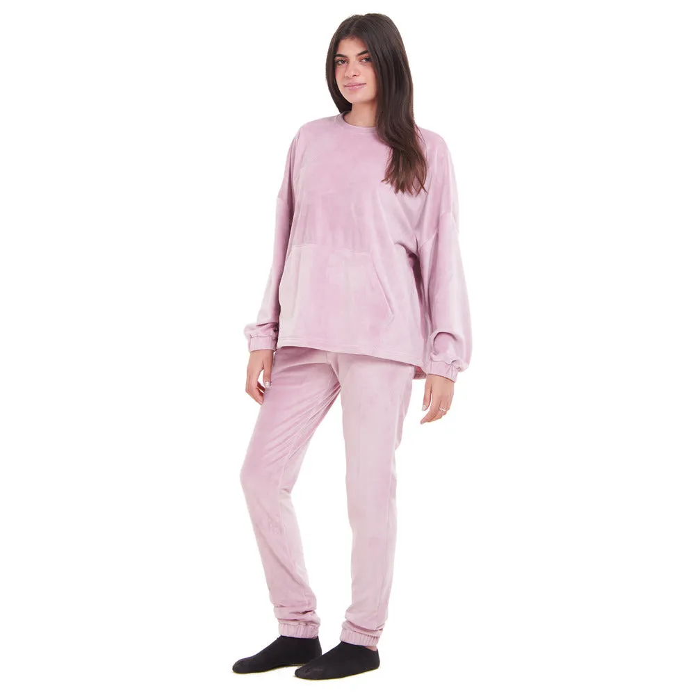 Women Winter Pajama Set Light mauve Sweatshirt   Pants