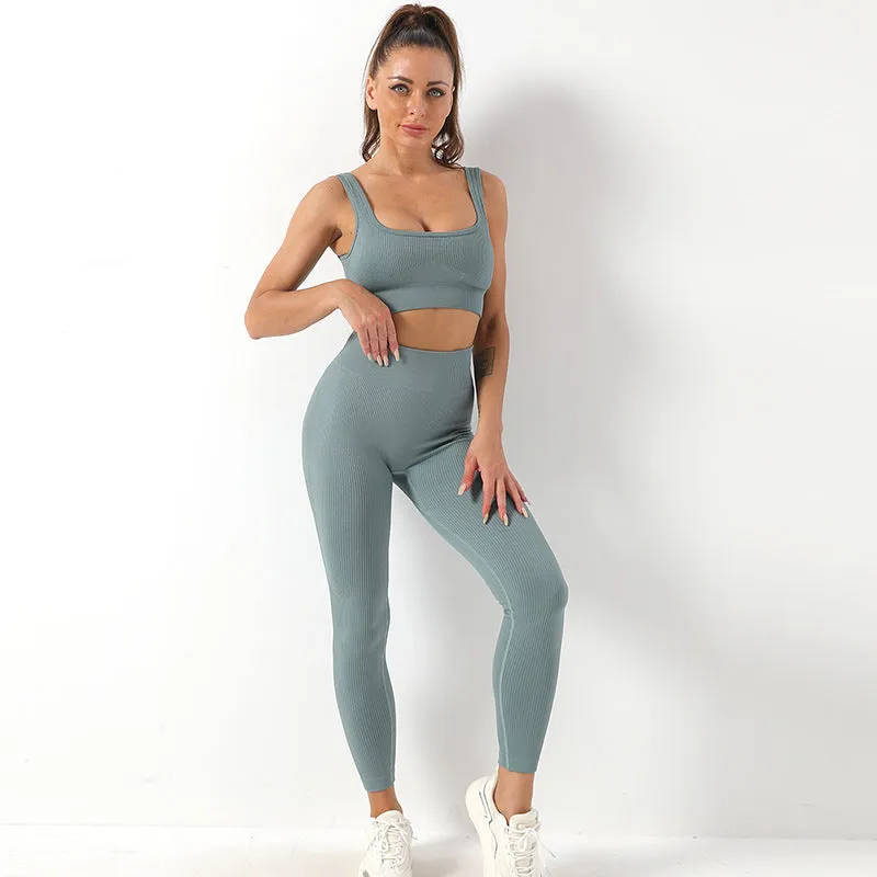 Women's Seamless Bra And Butt Lifting High Waist Leggings Sportswear Set